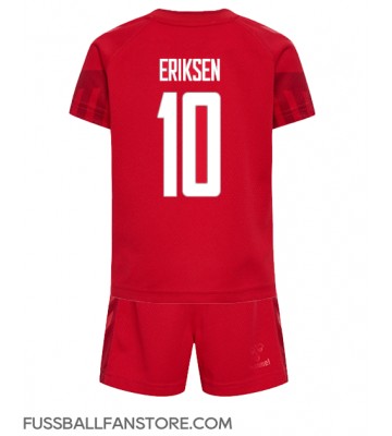Dänemark Christian Eriksen #10 Replik Heimtrikot Kinder WM 2022 Kurzarm (+ Kurze Hosen)